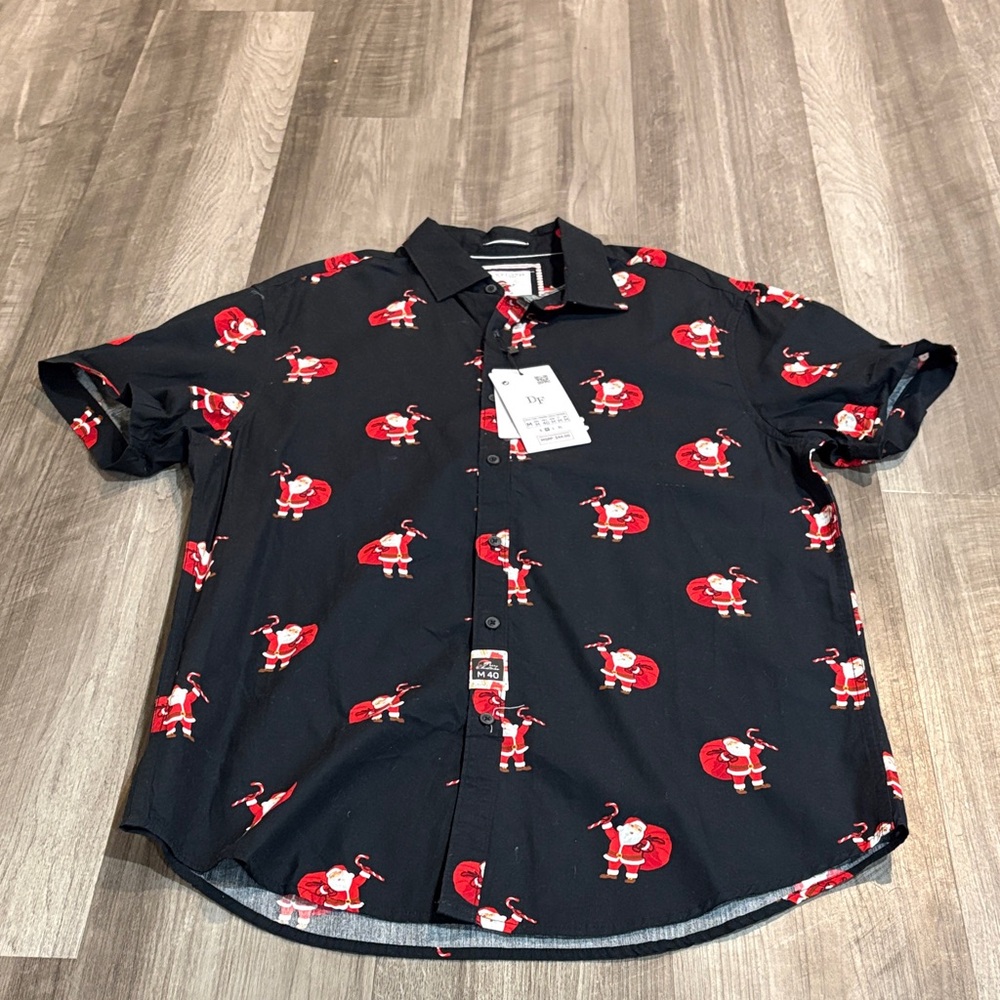 NEW WITH TAGS Black Shirt with Santa Print